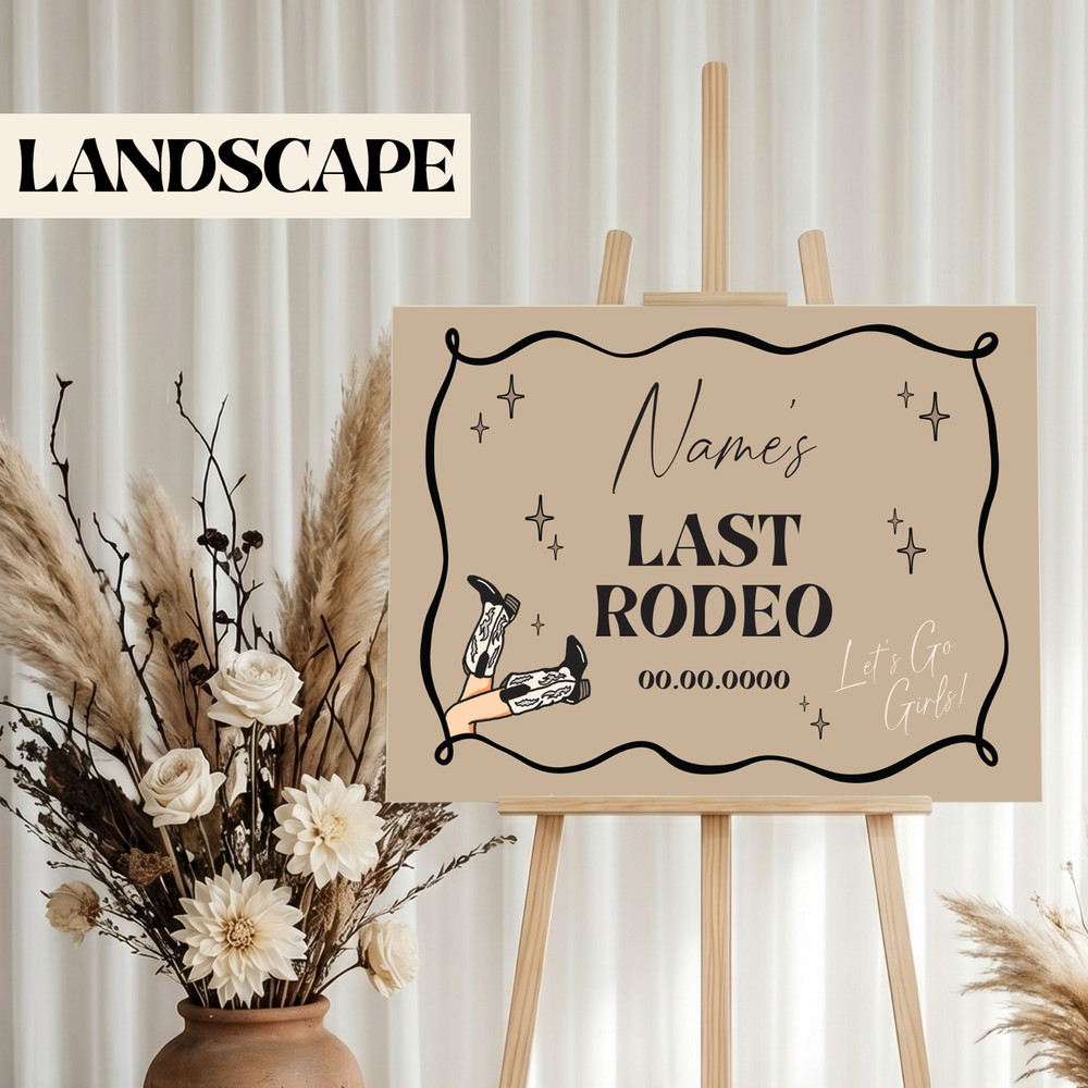 Personalised Hen Do Welcome Sign: Beige Colour ‘Last Rodeo’ Decoration