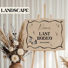 Personalised Hen Do Welcome Sign: Beige Colour ‘Last Rodeo’ Decoration