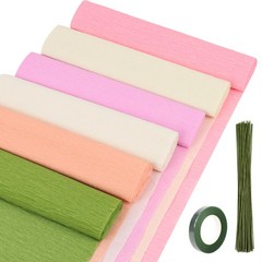 Crepe Paper Rolls Sheets Floral Wires Tapes Flower Making Craft Light 6 Colors