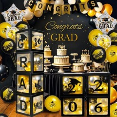 All-in-One Graduation Party Supplies: 2026 Box Set with Lights & Balloons
