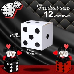 Casino Dice Boxes 11 x 11 x 11 in 12 Pcs Red Black White – Casino Party