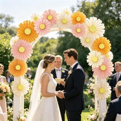10 PCS Daisy Paper Flowers Decorations Pink Orange Party Fans Hanging Decor