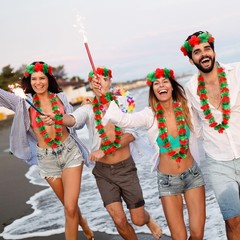 Knitgrip 48 Pcs Leis for Christmas Luau Party Accessories Set Red Green Hawai…