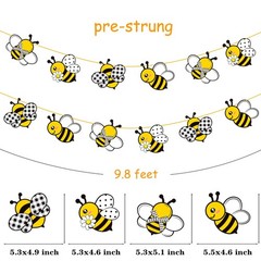 Bee Party Banners Cute Little Bee Baby Shower Decorations 2PCS Honeybee Birth…