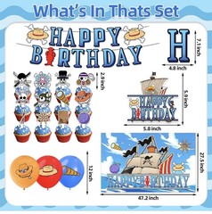 One Piece Theme Birthday Party Supplies Balloons, Banner, Backdrop, Cake Toppers