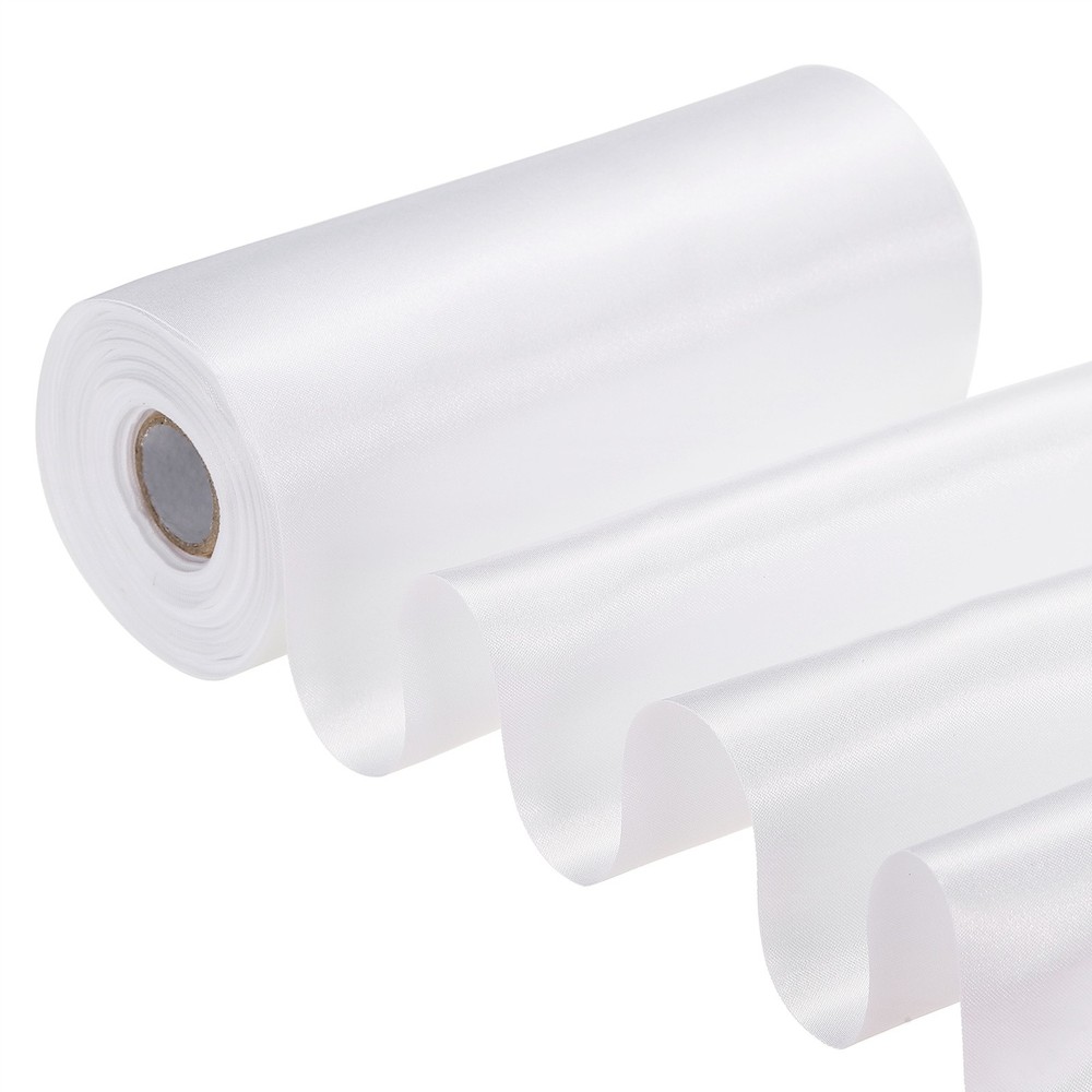 6 Inches x 22 Yards Satin Ribbon Roll Gift Wrapping Ribbon, White