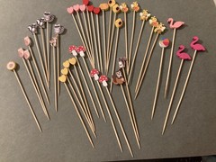 Novelty Bamboo Skewers Cupcake Picks Fruit Party Cake/plant picks -Lot 38 Pcs.