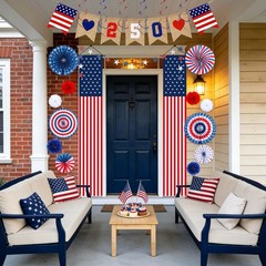 America 250th Anniversary Decorations 4th of July Patriotic Red White Blue