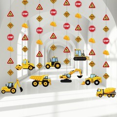 8 Packs Back to Construction decorations Traffic Zone Garland Banner Construc…