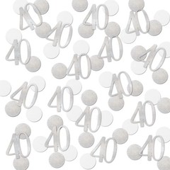 200 PCS Silver Glitter 40 Confetti 40th Birthday Number Anniversary Decor
