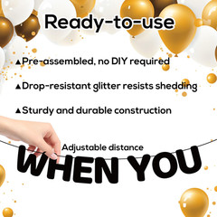 40 Is Fine When You Look 29 Banner, Pre-Strung Glitter Black Cardboard 40Th Birt