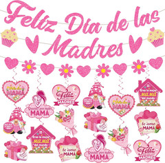 NO-DIY Feliz Dia De Las Madres Decorations, Glitter Feliz Dia De Las Madres Bann