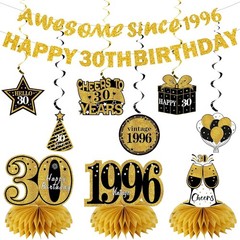 11Pcs 30Th Birthday Decorations Kit for Men Women, Black Gold Happy 30Th Birthda