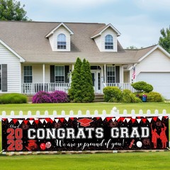 Red Black Graduation Decorations Outdoor Congrats Grad Banner Large We Are So Pr