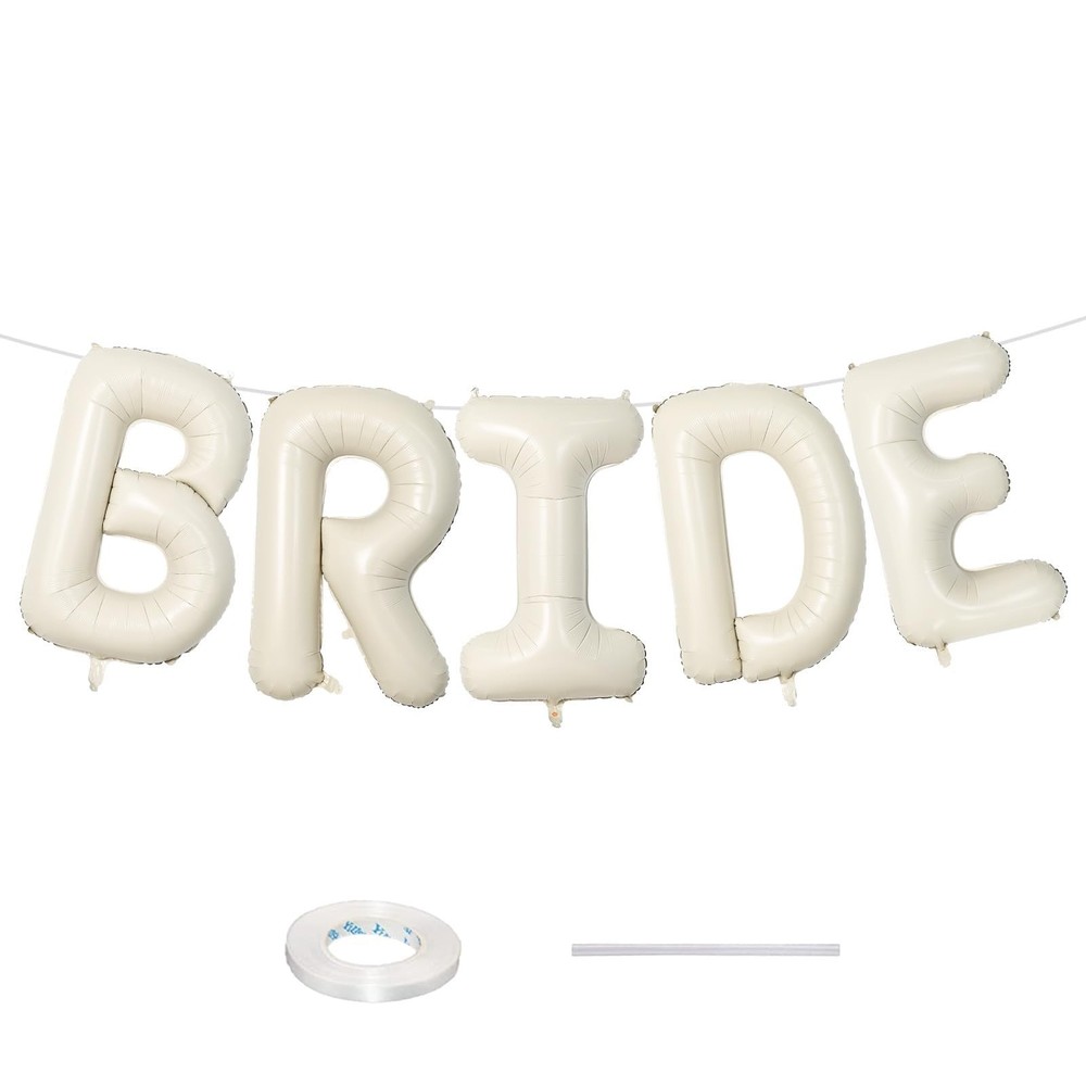 40 Inch Beige BRIDE Balloons Bachelorette for Bridal Shower, Cream White Sand…