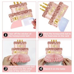 Happy 90th Birthday Honeycomb Centerpieces Table Toppers Rose Gold 9 PCS