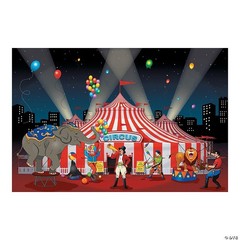 Oriental Trading Circus Big Top Backdrop Banner Set 9FT Long New Sealed