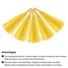 20Pcs Light Yellow Tassel Garland Banner with Rope