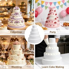 5 Tier Round Foam Cake Dummy 4/6/8/10/12 Inch Styrofoam Fake Wedding White