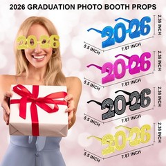 Graduation Photo Booth Props 2026 Glasses – 4PCS, Class of 2026 Graduation