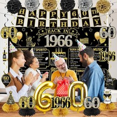 Complete 21-Piece Black Gold 60th Birthday Decoration Set – Perfect for Parties