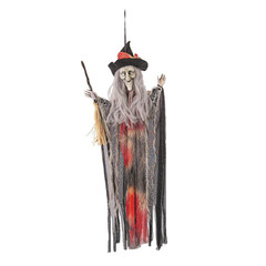 27 1/2″ Hanging Witch with Hat & Broom Halloween Decoration – ATC