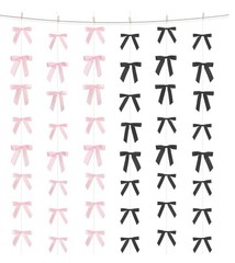 Pink And Black Satin Bows For Weddings, Bachlorette Or Birthday Prestrung
