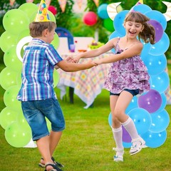 2 Sets Cartoon Monster Balloon Column Stand Kit Blue Purple Lime Green Adjust…