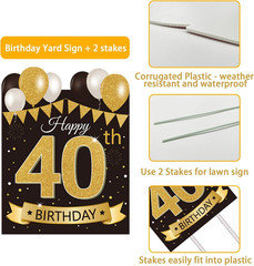 Happy 40Th Birthday Yard Sign for Men Large 40Th Birthday Decorations Yard Signs