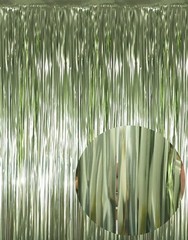 4x GOER 3.2 ft x 9.8 ft Metallic Tinsel Foil Fringe Curtains Party (Light Green)