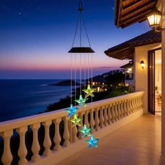 Colorful Solar Starfish Wind Chimes with Waterproof Design for Outdoor Garden