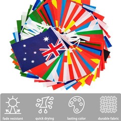 100 Countries String Flag, International Bunting Pennant Banner, Decoration f…
