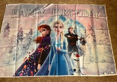 Frozen Happy Birthday Photo Backdrop Elsa, Anna New 60×40