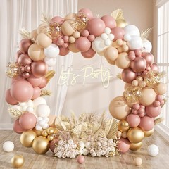 136pcs Boho Balloon Arch Garland Kit, Blush Dusty Pink Nude Ivory White Rose …