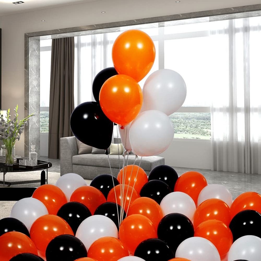 300 Mini Orange Black White Balloons 5 Inch Latex for Halloween Decor