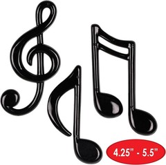 Molded Plastic Notes Black Set 3 Dynamic 3D Music Symbols Stage Party Home Decor