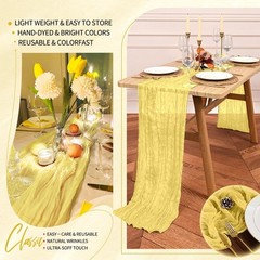 18 Pack Cheesecloth Table Runner 10FT Light Yellow Table Runner Boho Gauze Ch…