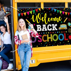 Welcome Back to School Backdrop, 72 X 44 Inch First Day of School Banner | Welco