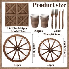 Western Wagon Wheel Party Disposable Tableware (Plates, Napkins, Forks, Knives)