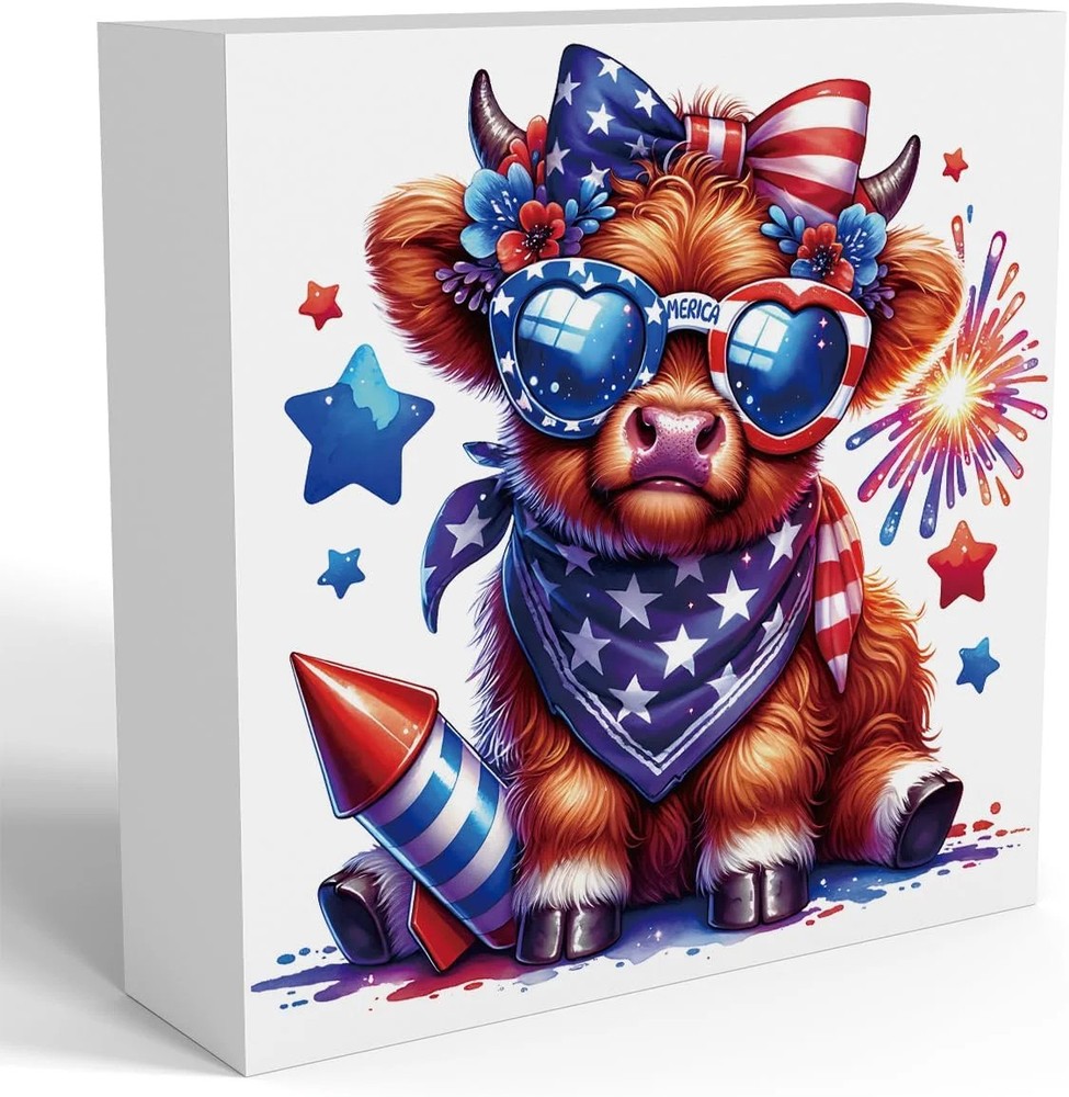 Funny Cute Baby Cow Decor Memorial Day Garland Decoration Fourth of July Indepen