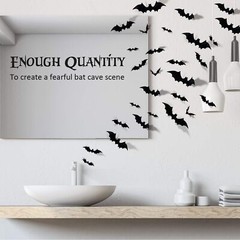 60PCS Halloween Bats Decoration 4 Different Sizes Realistic PVC Black 3D Scaroom