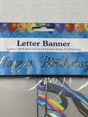 HAPPY BIRTHDAY Letter Banner Holographic Silver 9 feet Long Letter 1.95 ftx0.4ft