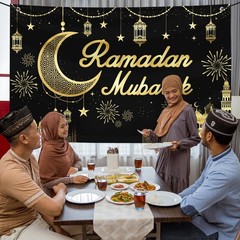 Large Foldable Eid Mubarak Background (72×44 in) – Durable Polyester Material