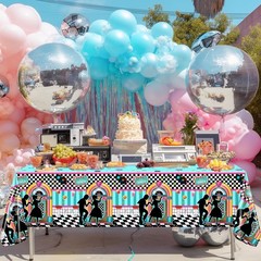 6 Pack 50s Tablecloths – Vintage Rock ‘n’ Roll Party Decorations, 108×54 Inch