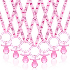 Coume 36 Pcs Shower Party Pacifiers Necklace Acrylic Charm Pink