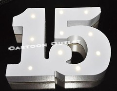 # 15 WHITE WOOD LARGE 5″ TABLE SIGN LED LIGHTS DECORATION QUINCEANERA HANGING