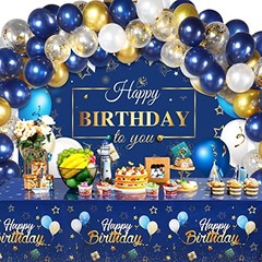 Birthday Party Decorations 56 Pcs Happy Birthday Navy Blue and Gold