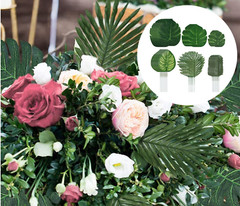 90 Pieces 6 Kinds Artificial Tropical Palm Leaves Decorations Jungle Beach Party