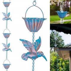 Functional 13 1FT Hummingbird Rain Chain for Efficient Outdoor Water Flow