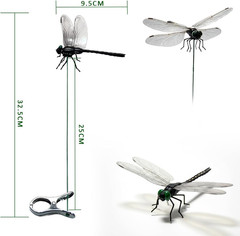 10 Pcs Dragon Fly Clips,Black Artificial Dragonfly Decor with Detachable PVC Win